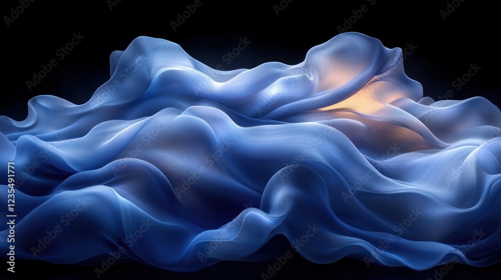 Obraz premium Abstract blue and orange fabric waves.