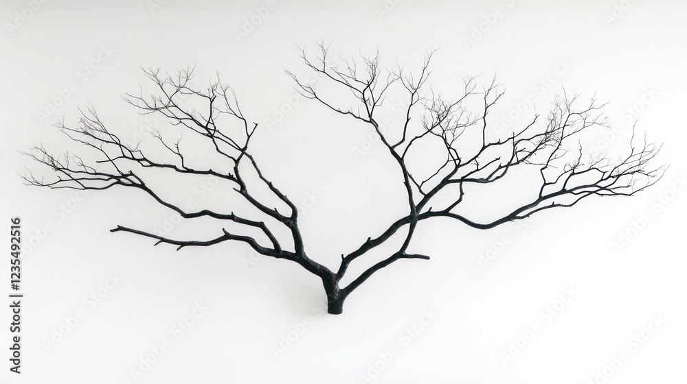 Bare branches against white wall, minimalist decor Bare branches against white wall, minimalist decor
