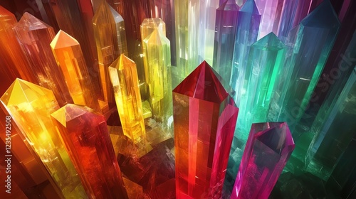 Vibrant Crystal Formations in a Colorful Array at a Nonspecific Location During Daylight