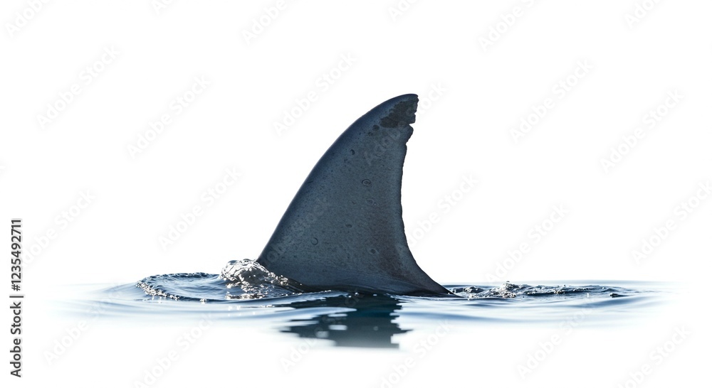 Fototapeta premium Oceanic Shark Fin Breaking Surface Water Wildlife Predator