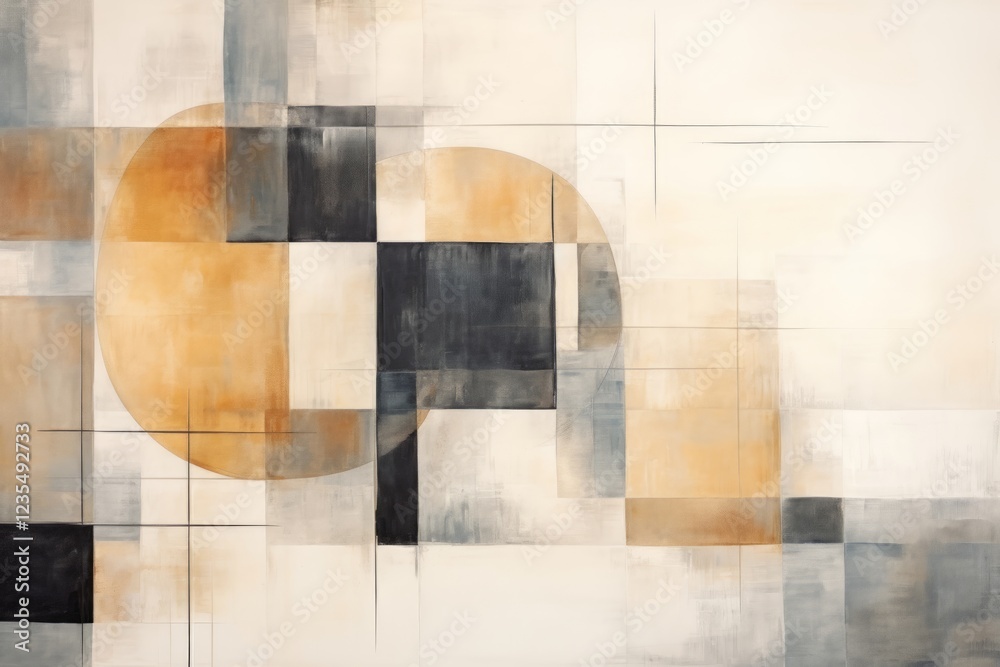 Fototapeta premium Abstract Watercolor background, wallpaper,Minimalist Boho style, shades of beige, cream, soft brown, linen texture,copy space