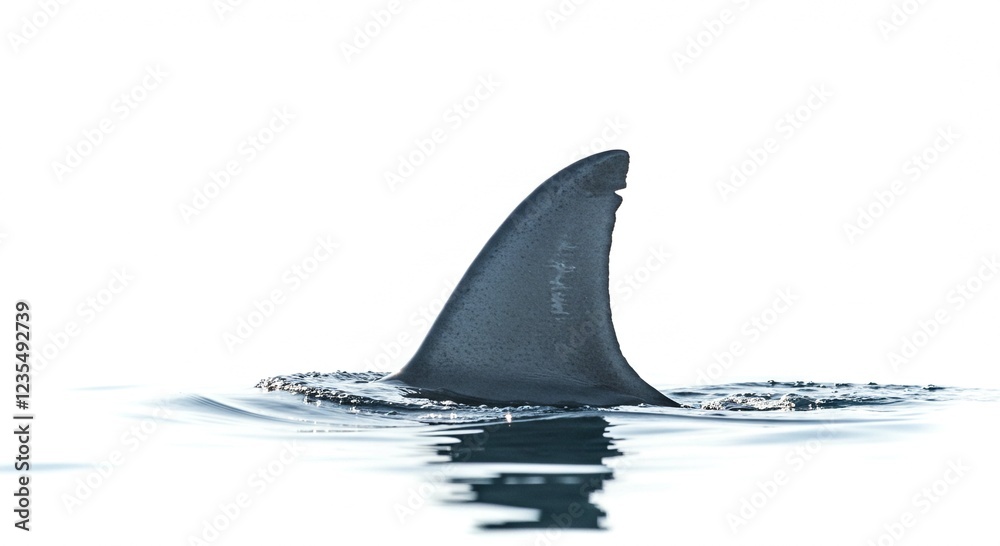 Fototapeta premium Oceanic Shark Fin Emerging from Calm Water Surface Wildlife Scene