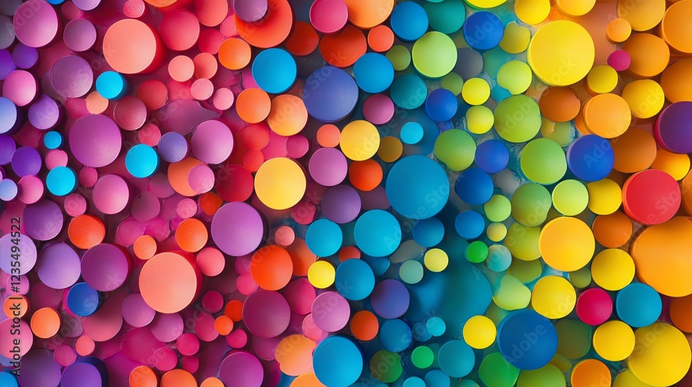 Vibrant Arrangement of Colored Circles Creating a Lively and Dynamic Visual Display Vibrant Arrangement of Colored Circles Creating a Lively and Dynamic Visual Display