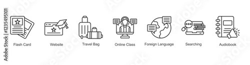 Reading Fluency Icon Audiobook, Flash Card, Website, Travel Bag, Online Class, Foreign Language, Searching