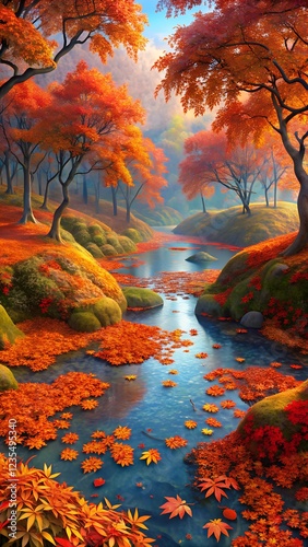 autumn landscape with river