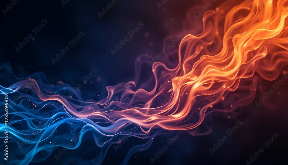 Obraz premium Abstract Blue and Red Flames with Smoky Background
