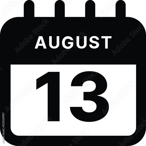 August 13 calendar icon design vector illustration
