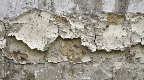 Textured Cracked Wall with Peeling Paint and Weathered Surface
