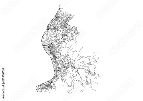 Liechtenstein country map highway with white and black theme