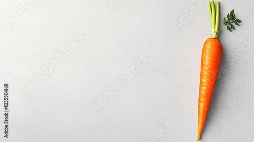 Single Orange Carrot on Light Grey Background photo