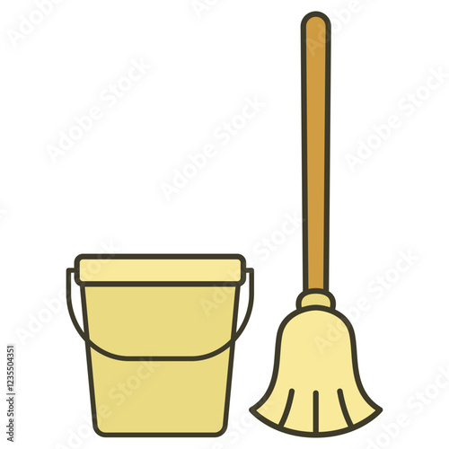 bucket and spade broom housecleaning tools