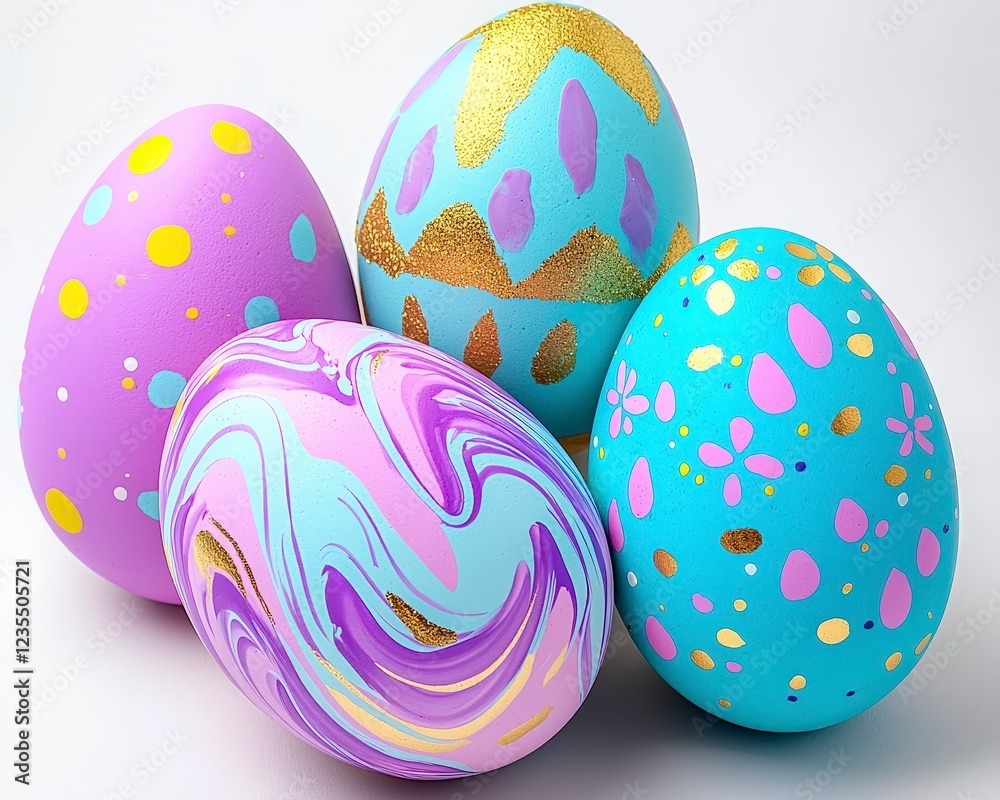 Fototapeta premium Colorful Easter Eggs with Unique Patterns and Vibrant Designs