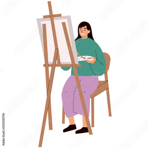 Character of People Painting. Isolated Vector Illustration with Flat Cartoon Design.