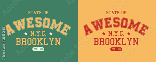 Brooklyn, NYC, Awesome retro college varsity typographic vector graphic for T-shirt, Hoodie, Sweatshirt. 