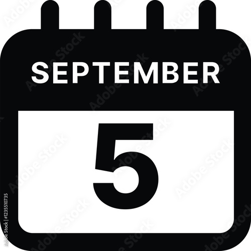 September 5 calendar icon design vector illustration