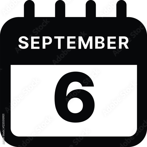 September 6 calendar icon design vector illustration