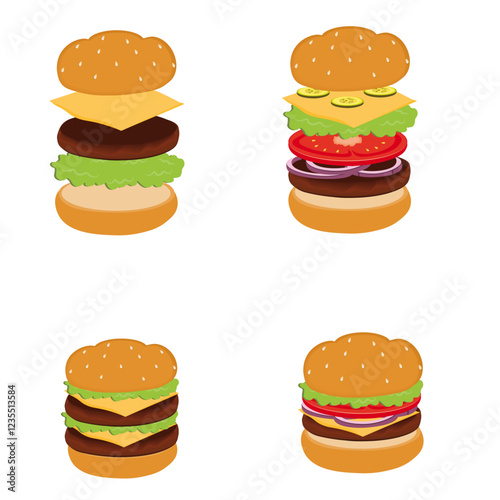 Hamburger diagram, Double Cheeseburger and Cheeseburger with toppings