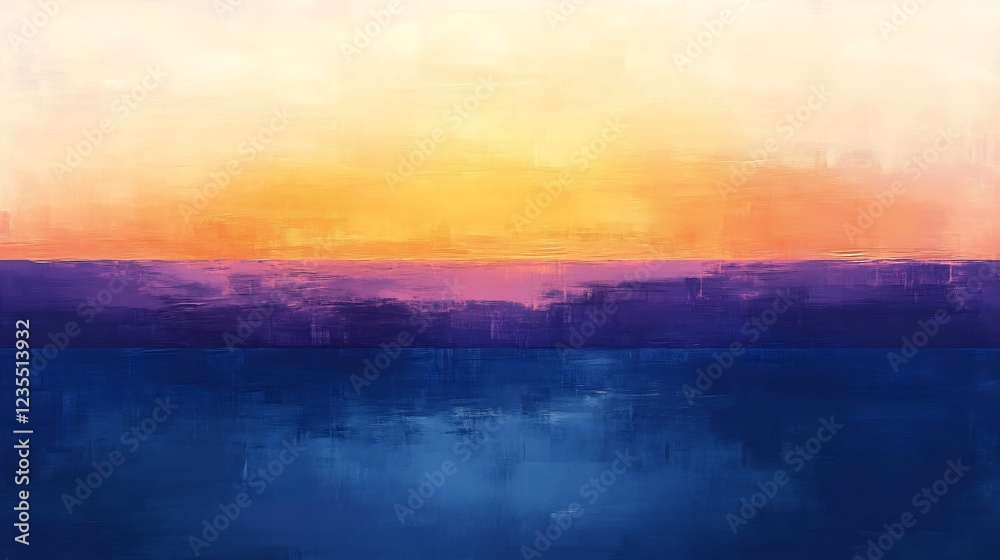 Naklejka premium Serene Sunset Landscape Warm Hues Peaceful Ocean Scene. AI Generated