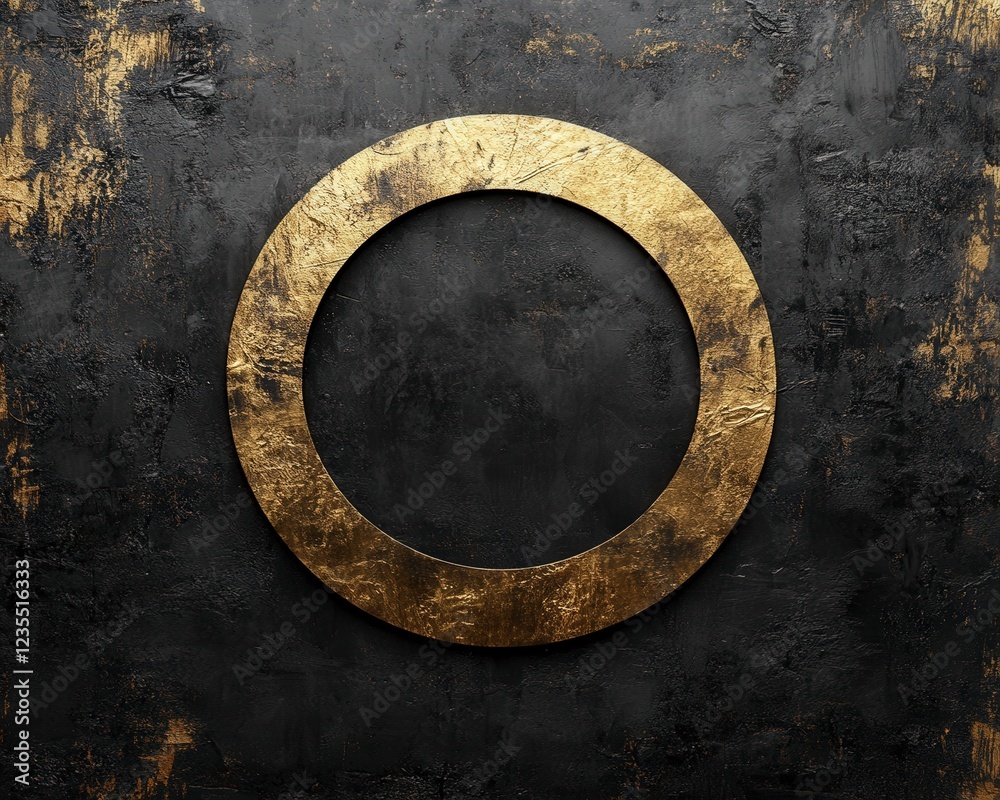 Elegant Gold Circle on Dark Textured Background for Artistic Design Elegant Gold Circle on Dark Textured Background for Artistic Design