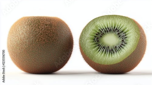 Fresh sliced kiwi fruit on a white background photo