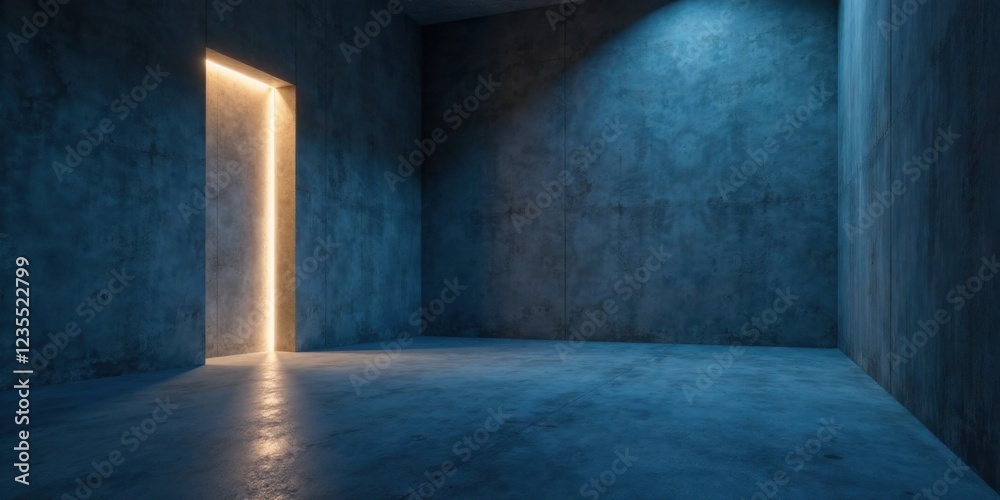 Obraz premium Illuminated Passageway in a Dark Concrete Room A Glimmer of Hope and Mystery