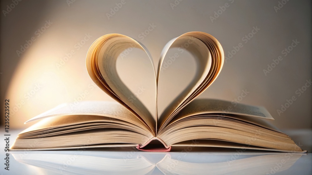 Heart shape made from book pages with a subtle gradient effect, literature, design Heart shape made from book pages with a subtle gradient effect, literature, design