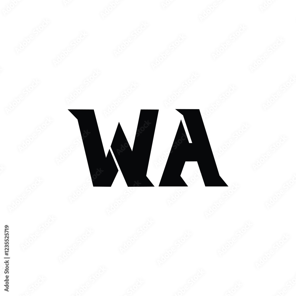 Obraz premium WA monogram logo design letter text name symbol monochrome logotype alphabet character simple logo