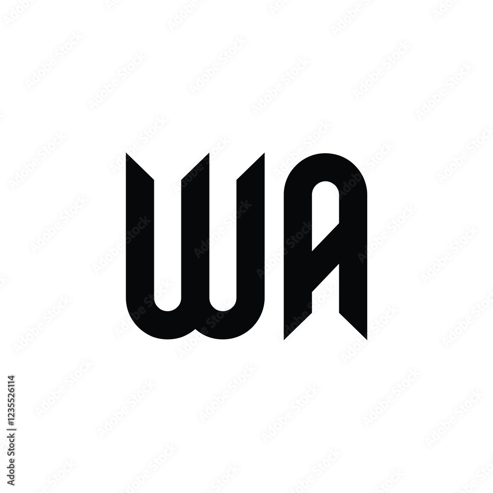 WA monogram logo design letter text name symbol monochrome logotype alphabet character simple logo