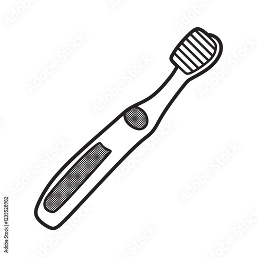 black and white toothbrush vector simple plastic handle