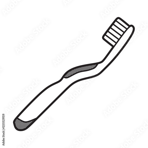 black and white toothbrush vector line art