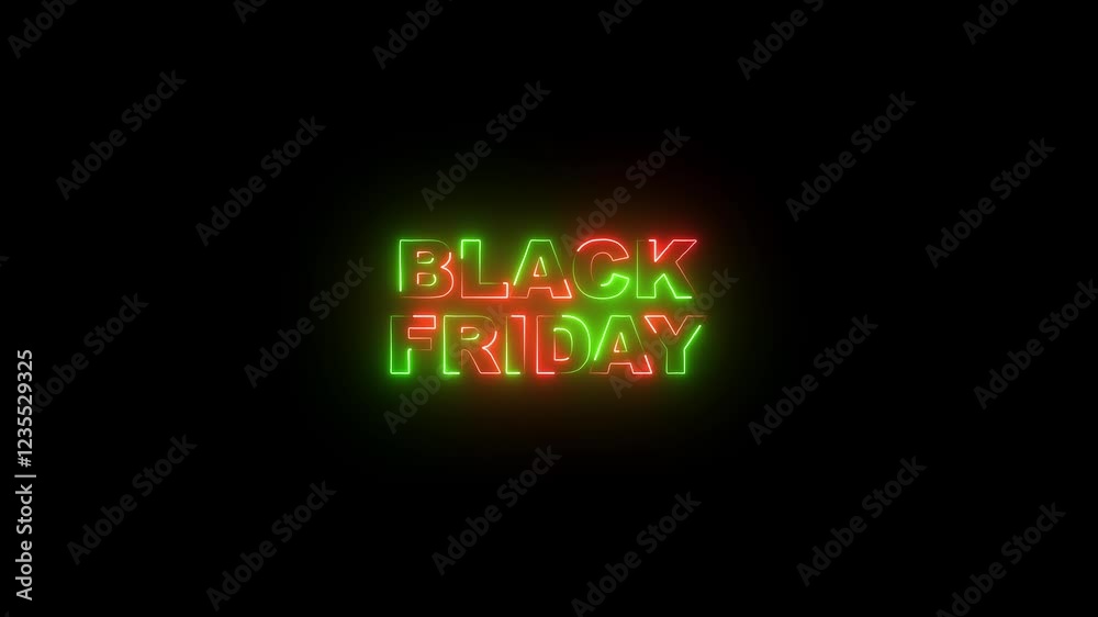Neon glowing Text  Black Friday Sale animated. 4K Motion video