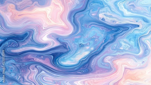 Abstract Swirling Pastel Colors in Smooth Fluid Motion Art