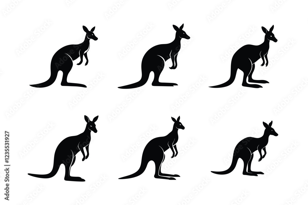 Fototapeta premium the use of stunning black images in animal art, including kangaroos