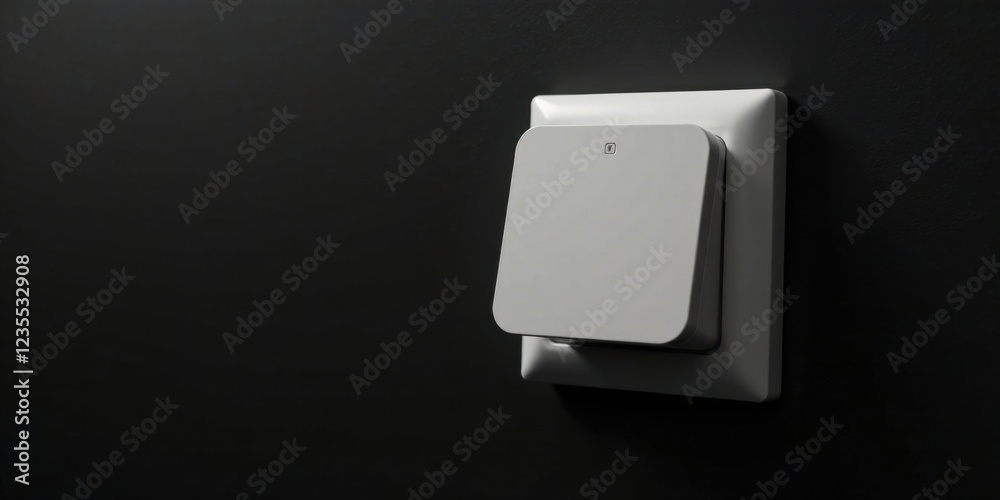 Modern White Wall Switch Plate Against a Dark Background in a Minimalist Setting Modern White Wall Switch Plate Against a Dark Background in a Minimalist Setting