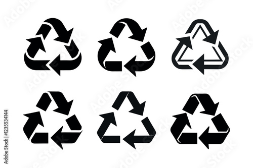 Recycling Symbols in Black and Green