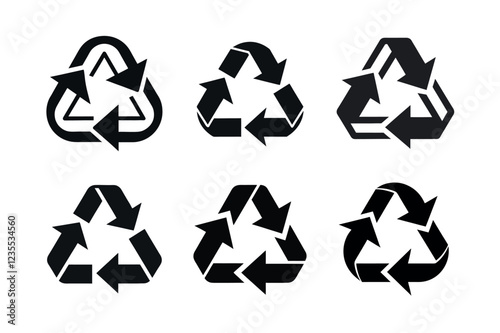 Recycling Symbols in Black and Green