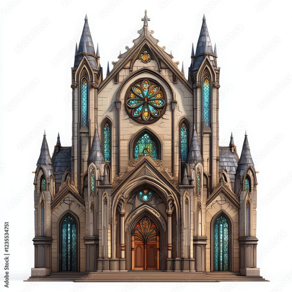 Grand gothic cathedral with intricate architecture and stained glass Grand gothic cathedral with intricate architecture and stained glass