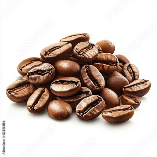 Roasted Coffee Beans Aromatic Pile Closeup Studio Shot Brown Caffeine Beverage photo