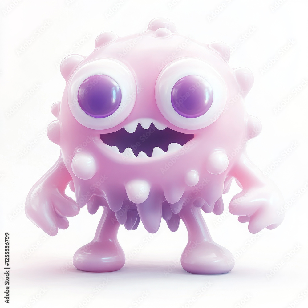Fototapeta premium Cute cartoon character with big eyes and playful expression