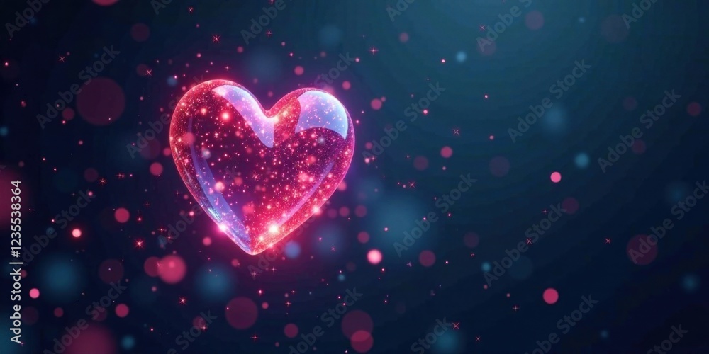 A Sparkling, Glowing Heart Shape Filled with Shimmering Particles Against a Dark Background A Sparkling, Glowing Heart Shape Filled with Shimmering Particles Against a Dark Background