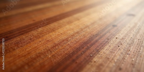 Close-up view of a richly textured wooden surface, displaying a variety of grain patterns and subtle color variations in warm brown tones. photo