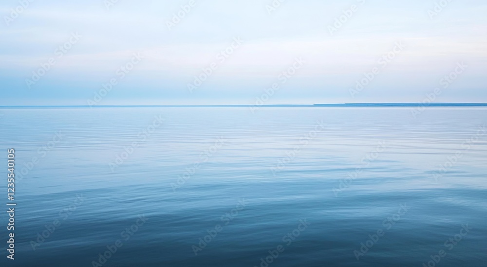 Fototapeta premium Serene Lake with a Flat Horizon Symbolizing Peace - View 3