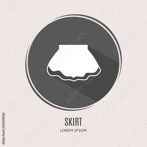 Symbol skirt logo. Illustration of skirt in flat. Stock vector.