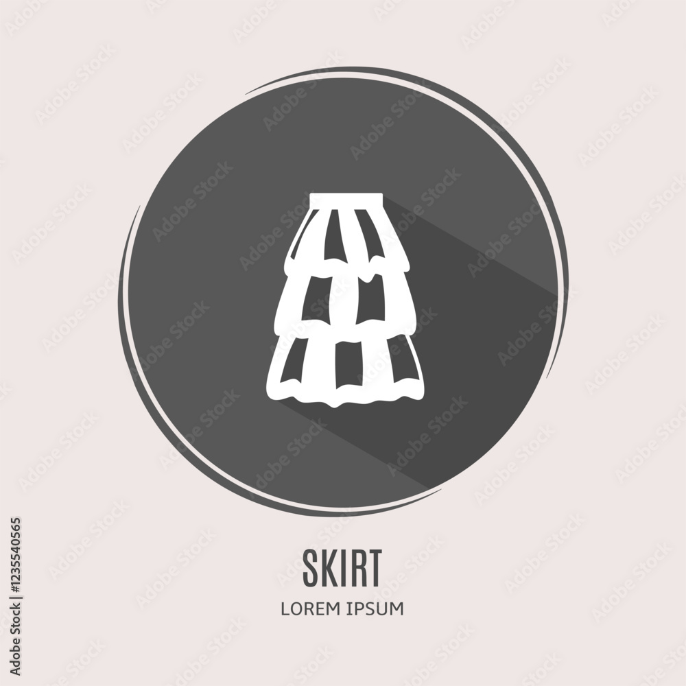 Symbol skirt logo. Illustration of skirt in flat. Stock vector. Symbol skirt logo. Illustration of skirt in flat. Stock vector.