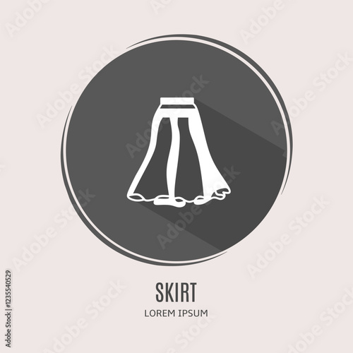 Symbol skirt logo. Illustration of skirt in flat. Stock vector.