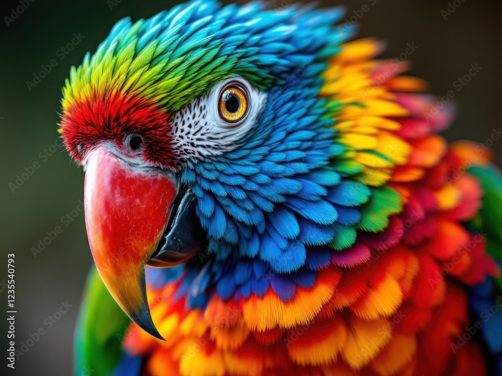 Obraz premium Vibrant Macaw Parrot Close-Up with Colorful Feathers