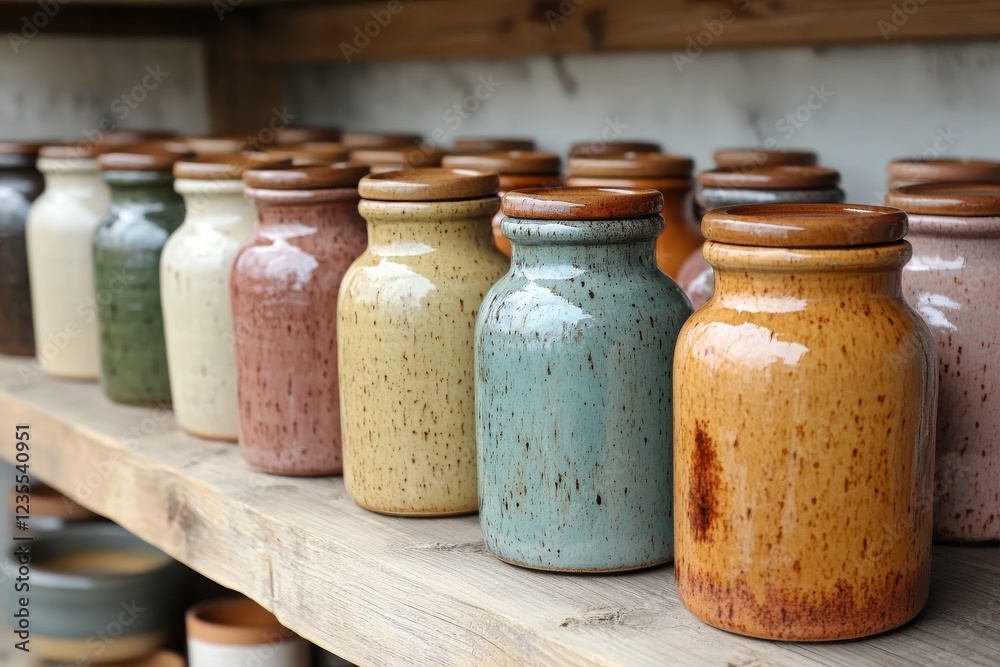 Serene Harmony: A Gradient Pattern of Ceramic Glaze Jars Bringing Elegance to Space Serene Harmony: A Gradient Pattern of Ceramic Glaze Jars Bringing Elegance to Space