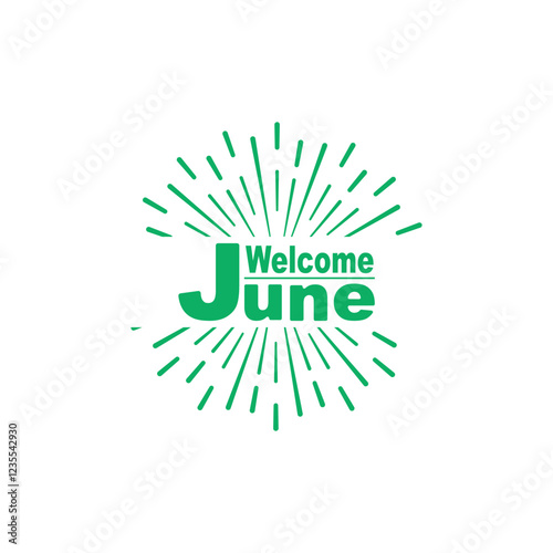 welcome to june typography flat design vector