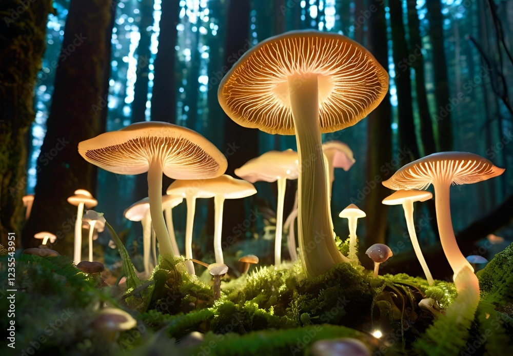 Magic mushrooms in the forest