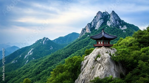 Serene Mountaintop Pavilion in Seoraksan National Park, South Korea